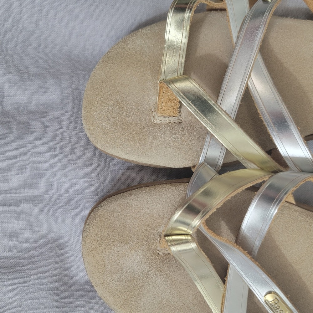 G.H. Bass Sunjuns Sharon Gold Silver Slide Thong Flip Flop Sandals sz 9M - Picture 9 of 15